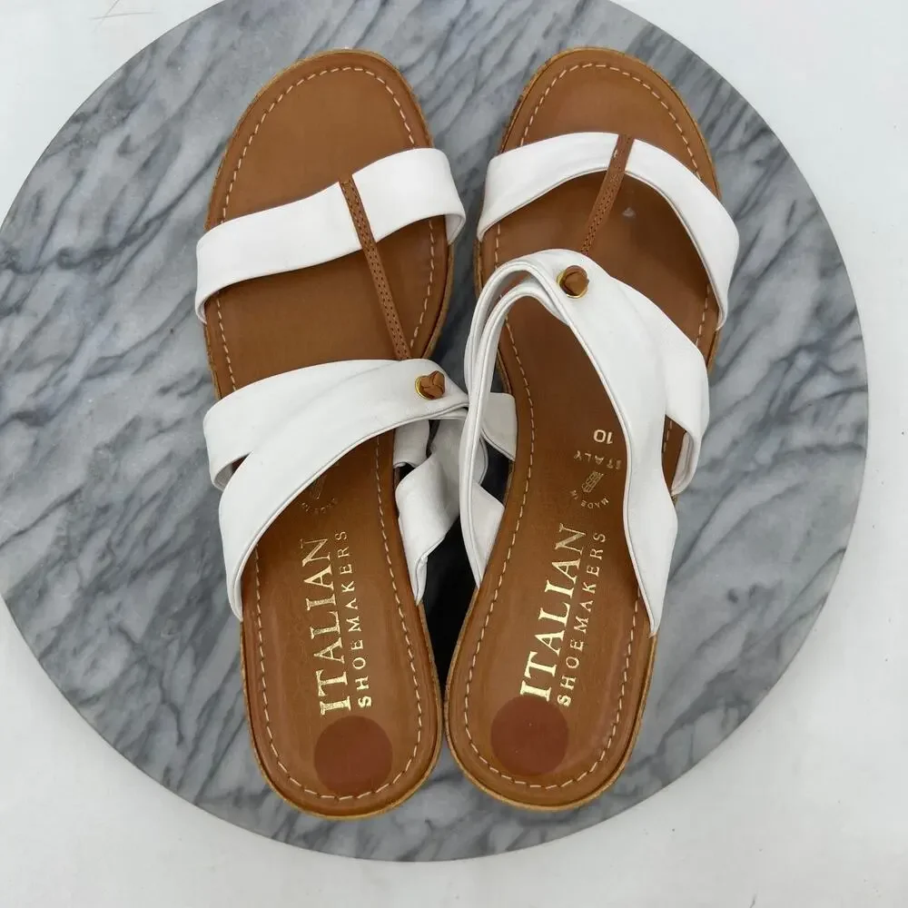 Italian Shoemakers‎ Womens 10 Sandals Slip On Wedge Heel Elastic Gore Straps